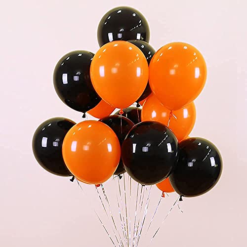 IyGnaw 100 Pcs 12 Inch Orange Black Halloween Latex Party Decoration Balloons for Hallows’ Day Party Birthdays Wedding