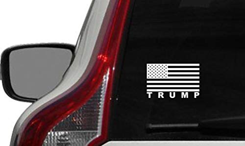 Trump American Flag Version 1 Car Vinyl Sticker Decal Bumper Sticker for Auto Cars Trucks Windshield Custom Walls Windows Ipad MacBook Laptop and More (White)…