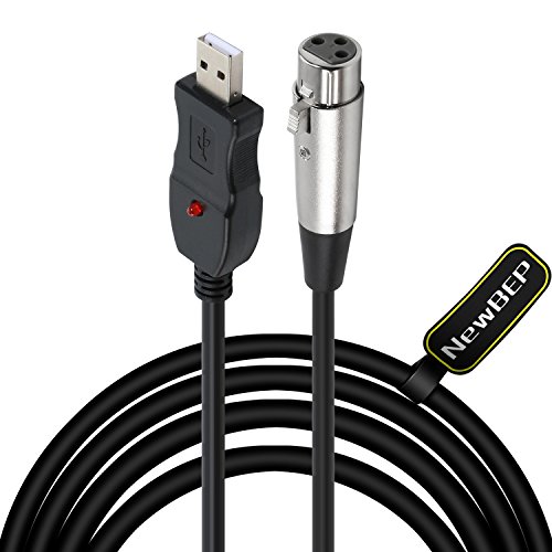 NewBEP USB Microphone Cable, 3 Pin USB Male to XLR Female Mic Link Converter Cable Studio Audio Cable Connector Cords Adapter for Microphones or Recording Karaoke Sing,3M(USB Microphone Cable)