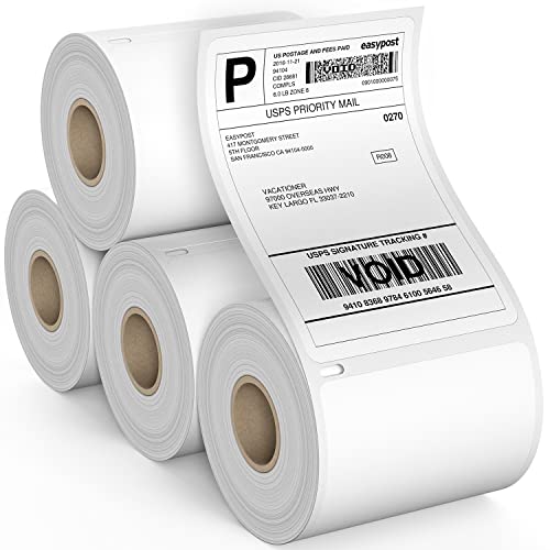Dasher Products Shipping Labels Compatible with Dymo LabelWriter 4XL 1744907 4×6 Thermal Postage Labels, Water & Grease Resistant, Ultra Strong Adhesive, Perforated, BPA Free, 220 Labels/Roll (4 Pack)