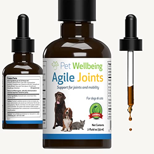 Pet Wellbeing – Agile Joints for Cats – Natural Support for Joint Mobility & Ease of Movement in Felines – 2oz (59ml.)