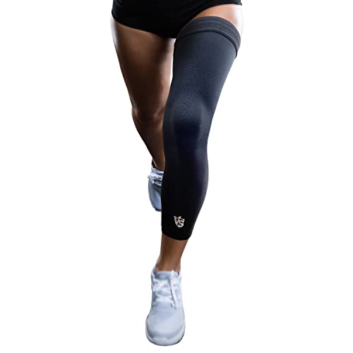 Vital Salveo -Germanium Recovery Compression Sports Full Leg Sleeve Length Thigh Calf Long Knee Sleeve with UV protection Support Single Tight. For Basketball, Arthritis Men and Women (1 PC)-Large