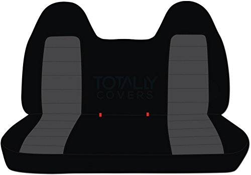 TOTALLY COVERS Compatible with 1999-2004 Ford F-150 Two-Tone Truck Seat Covers (Front Solid Bench) with Molded Headrests: Black & Charcoal (21 Colors) F-Series F150