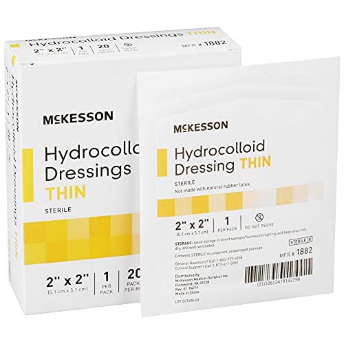 McKesson Hydrocolloid Dressing, Sterile, Thin, 2 in x 2 in, 20 Count, 1 Pack