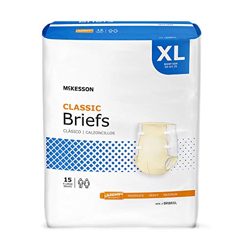McKesson Classic Briefs, Incontinence, Light Absorbency, XL, 15 Count, 4 Packs, 60 Total