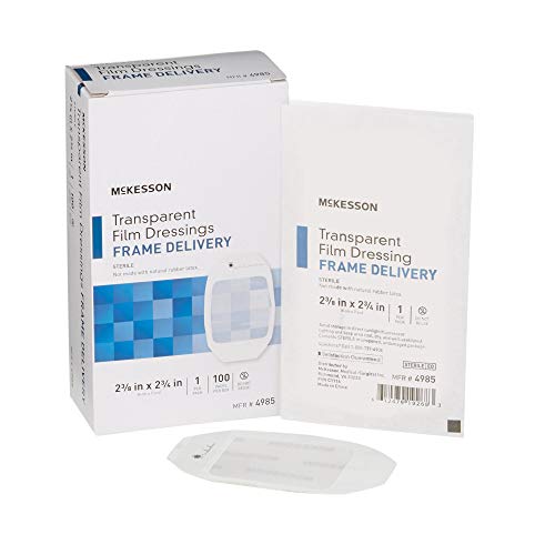 McKesson Transparent Film Dressing, Sterile, Frame Delivery, 2 3/8 in x 2 3/4 in, 100 Count, 1 Pack