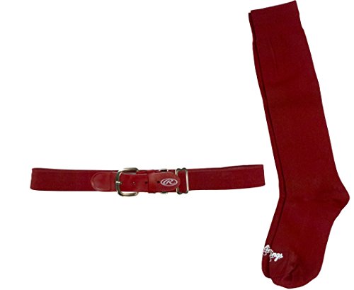Rawlings Baseball Belt & Socks Combo, Scarlet Red, Small