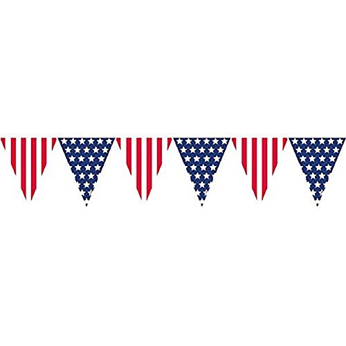 Amscan Amazing Patriotic Pennant Banner, 12, Red/White/Blue (Value 2-Pack)