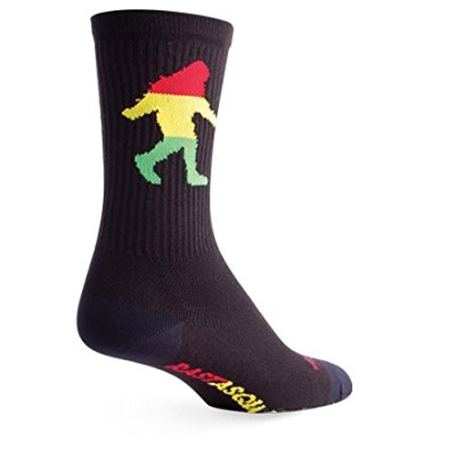 SockGuy, Men’s Crew Cuff Socks – Small/Medium, Rasta Squatch