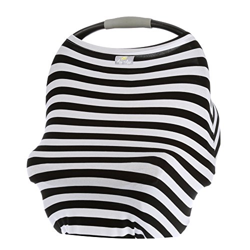Itzy Ritzy 4-in-1 Nursing Cover, Car Seat Cover, Shopping Cart Cover and Infinity Scarf – Breathable, Multi-Use Mom Boss Breastfeeding Cover, Black & White Stripe
