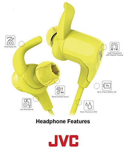 JVC Black and Yellow Wireless Water Resistant Pivot Motion Sport Headphone with Locking Ear Fit HA-ET50BTB | The Storepaperoomates Retail Market - Fast Affordable Shopping