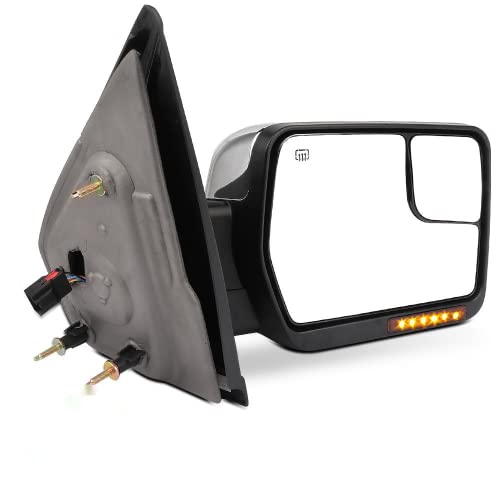 SCITOO Towing Mirrors for 2004-2014 for Ford for F-150 Blind Spot Mirror Power Heated Chrome Puddle Signal Double Glass (Passenger Side)
