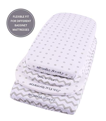 Ely’s & Co. Patent Pending Waterproof Bassinet Sheet, No Need for Bassinet Mattress Pad Cover, 2 Pack Grey Chevron and Polka Dots, Unisex for Baby Boy and Baby Girl 32″X16″X3″ | The Storepaperoomates Retail Market - Fast Affordable Shopping
