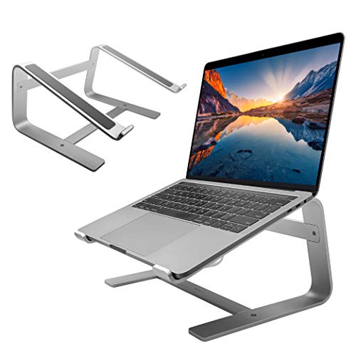 Macally Laptop Stand for Desk – Aluminum Laptop Riser Stand for Desk – Ergonomic Laptop Holder Mount – Use as Macbook Stand (Pro/Air) or Notebook Computer Stand between 10 to 17.3 Inches – Silver