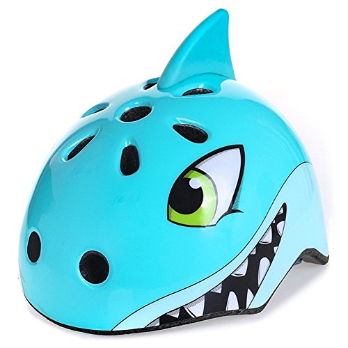 Anharluka Kids Toddler Bike Helmet with 3D Shark Character, Adjustable and Multi-Sport for Child Boys and Girls (BlueShark S)