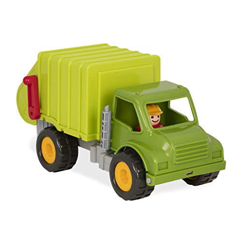 Battat – Garbage Truck with 2 Garbage Bins & 1 Driver – Toy Trucks for Toddlers 18M+, Lime Green