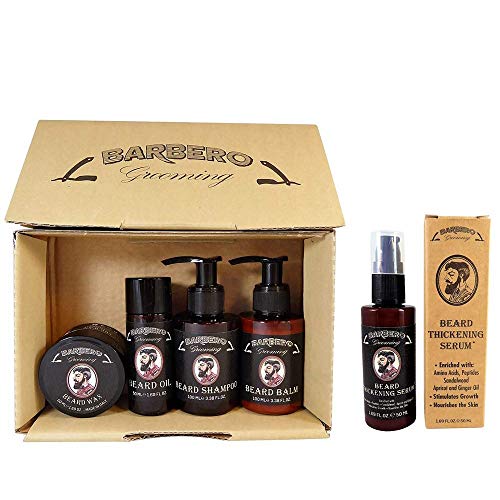 Barbero Grooming Beard Care Kit Oil, Balm, Shampoo, Wax, Thickening Serum