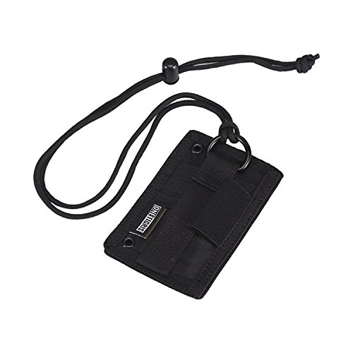 OneTigris Tactical ID Card Holder Hook & Loop Patch Badge Holder Neck Lanyard Key Ring and Credit Card Organizer (Black)