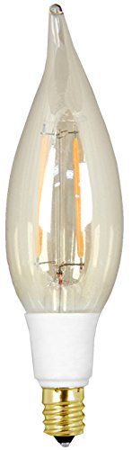 GE Lighting 66086 LED Vintage Chandelier Light Bulb with Candelabra Base, 3-Watt, Soft White, 1-Pack, Clear Glass