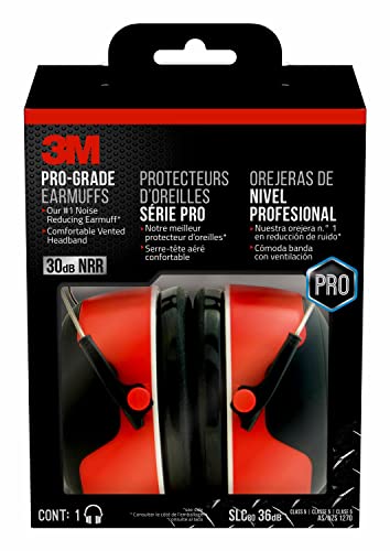 3M Pro-Grade Noise-Reducing Earmuff, NRR 30 dB, Lightweight and Adjustable Hearing Protector