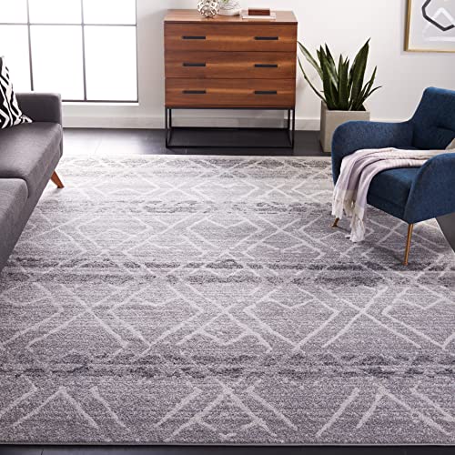 SAFAVIEH Adirondack Collection 6′ x 9′ Silver / Ivory ADR124B Distressed Non-Shedding Living Room Bedroom Dining Home Office Area Rug
