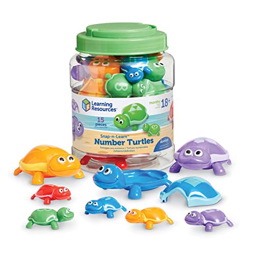 Learning Resources Number Turtles Set – 15 Pieces, Ages 18+ months Fine Motor Toys for Toddlers, Counting Toys for Toddlers, Color & Sorting Toy, Turtle Toys for Kids