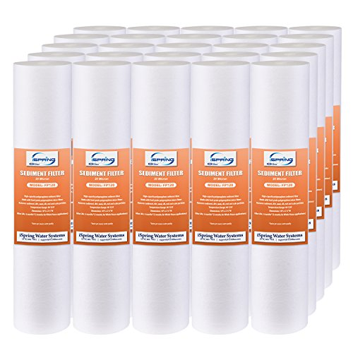 iSpring FP120X25 10″ x 2.5″ Universal Multi-layer Water Sediment Filter Replacement Cartridges 20 Micron, 25 Pack, White