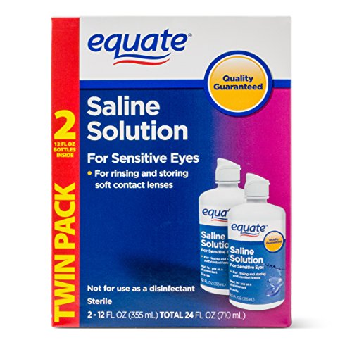 Equate Saline Solution, Contact Lens Solution for Sensitive Eyes Twin Pack 2 x 12 fl oz (2×12 Fl Oz)