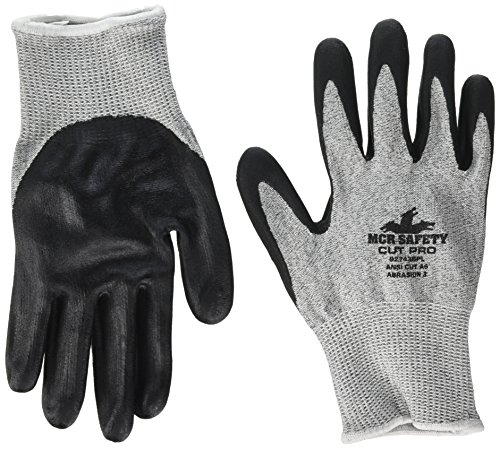 Memphis Gloves MCR Safety Large Cut Pro 13 Gauge HyperMax Cut Resistant Gloves with Nitrile Coated Palm, Black (92743BPL)