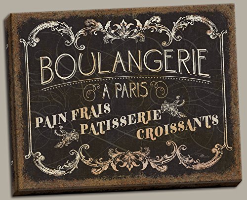 Gango Home Decor Parisian Sign French Boulangerie Croissants and Patisserie by Pel Studios; One 14x11in Stretched Canvas