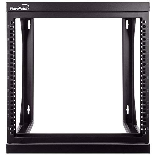 NavePoint 9U Open-Frame Server Rack for 19″ IT Network Equipment & A/V Devices Free Standing or Wall Mount with 180 Degrees Gate Swing, Black