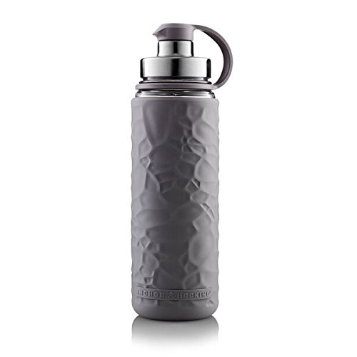 Anchor Hocking Life Durable Glass Water Bottle with Silicone Sleeve- 19.5 ounces, BPA-Free, Wide Mouth, Leak Proof Design, Pebble Gray – | The Storepaperoomates Retail Market - Fast Affordable Shopping