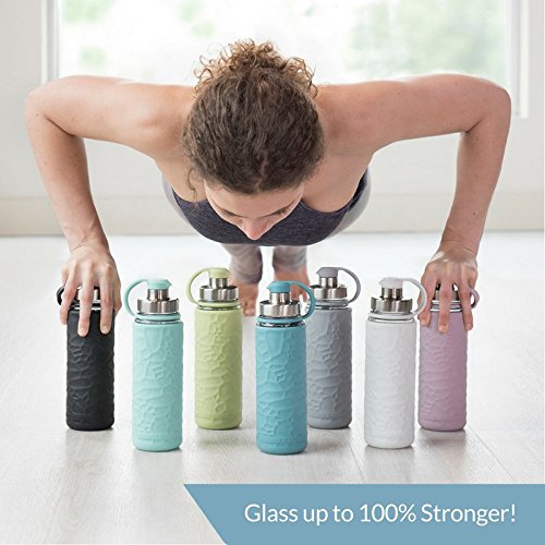 Anchor Hocking Life Durable Glass Water Bottle with Silicone Sleeve- 19.5 ounces, BPA-Free, Wide Mouth, Leak Proof Design, Pebble Gray – | The Storepaperoomates Retail Market - Fast Affordable Shopping