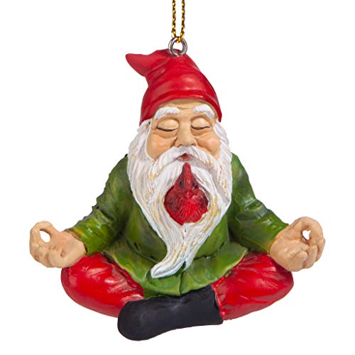 Design Toscano QM17010 Christmas Ornament – Garden Gnomes Figurine – Zen Garden Gnomes – Meditating Gnome Statues, 3 Inch