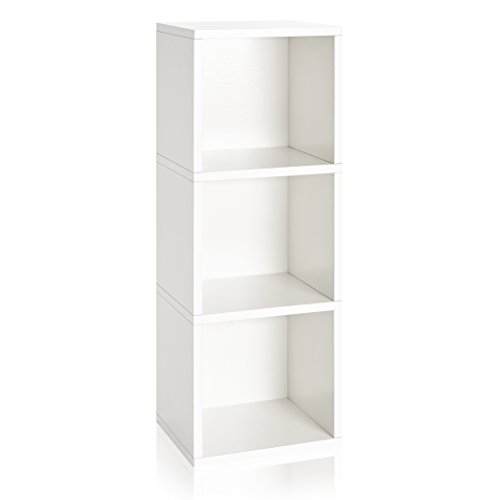 Way Basics Eco Wynwood 3 Cube Bookcase, Storage Shelf, Organizer (Tool-Free Assembly and Uniquely Crafted from Sustainable Non Toxic zBoard Paperboard) White