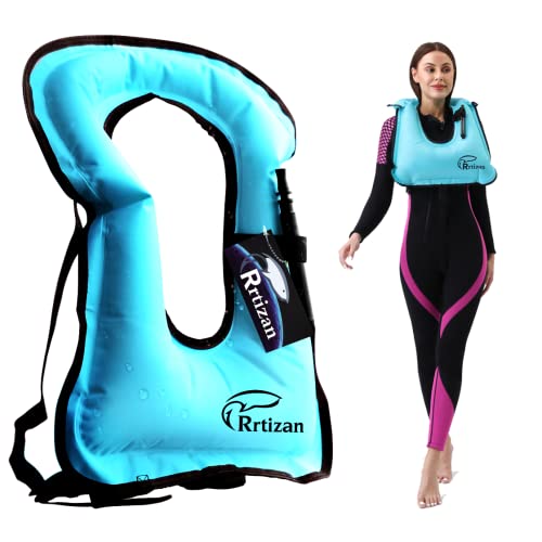 Rrtizan Snorkel Vest, Adults Portable Inflatable Swim Vest Buoyancy Aid Swim Jackets for Men & Women(Blue)