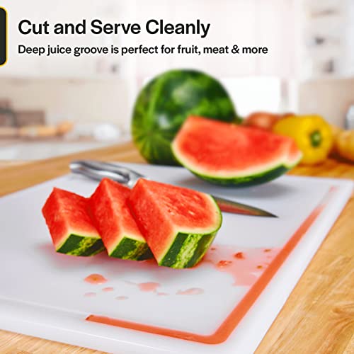 Thirteen Chefs Plastic Cutting Board with Juice Groove – Medium Cutting Board for Meat, Grilling, BBQ, Smoking, Fruit, and More – 20″ x 15″ x 0.5″ – White | The Storepaperoomates Retail Market - Fast Affordable Shopping