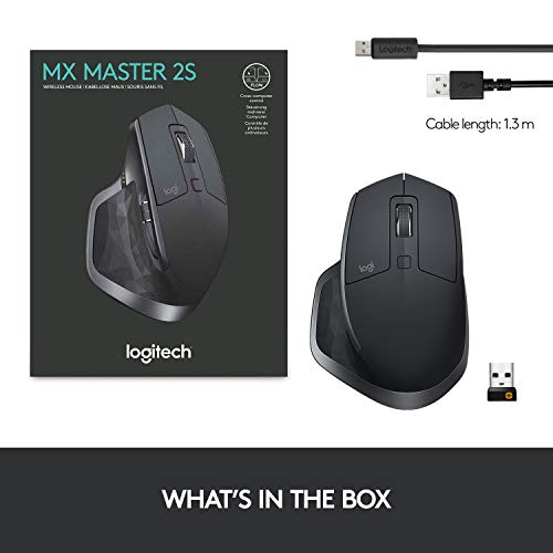 Logitech MX Master 2S Wireless Mouse – Use on Any Surface, Hyper-Fast Scrolling, Ergonomic Shape, Rechargeable, Control Upto 3 Apple Mac and Windows Computers, Graphite (Discontinued by Manufacturer) | The Storepaperoomates Retail Market - Fast Affordable Shopping