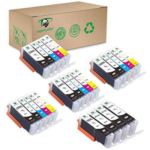 Supricolor PGI-250XL CLI-251XL Ink Cartridges, High Yield Replament Ink for PGI 250XL CLI 251XL Compatible with Pixma MX922 MG6420 MG6620 Printers 24 Pack (not Edible Inks)