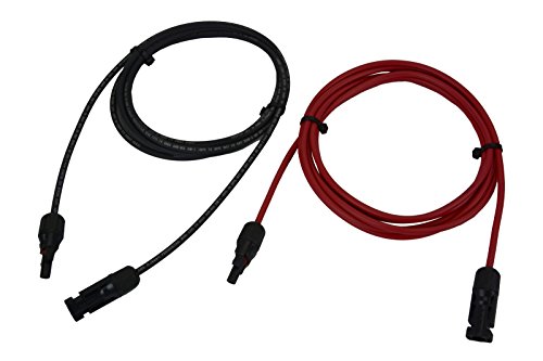 Temco 1 Pair 10 ft Solar Panel Extension Black + Red Connector Male Female 10 AWG Gauge PV Cable Wire