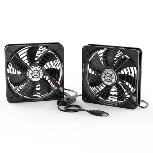 ELUTENG Dual 120mm USB Fan with 3 Speeds 5V Ventilator Fan Portable Cooling Fan Rechargeable Compatible for Laptop Receiver DVR Playstation Xbox Desk Computer Cabinet Cooling