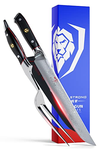 DALSTRONG Carving Knife & Fork Set – Shogun Series – Damascus 9″ – Japanese AUS-10V Super Steel – Sheath