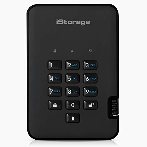 iStorage diskAshur2 HDD 1 TB | Secure Portable Hard Drive | Password Protected | Dust/Water-Resistant | Hardware Encryption