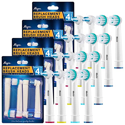 Replacement Toothbrush Heads for Oral B Braun – Ortho and Power Tip Brush Heads Compatible with Oralb Electric Toothbrush – Good for Braces, Crowns, Bridges 16 Pk. Fit The Oral-B Pro 1000, Kids Plus