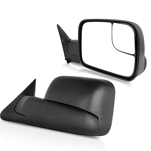 ECCPP Towing Mirror Replacement fit for 1998-2001 for Dodge for Ram 1500 1998-2002 for Ram 2500 3500 Pickup Power Heated Manual Folding Tow Mirrors