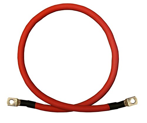 2/0 AWG 2/0 Gauge Single Red 4 feet w/ 3/8″ Lugs Pure Copper PowerFlex Battery Inverter Cables for Solar, RV, Auto, Marine Car, Boat