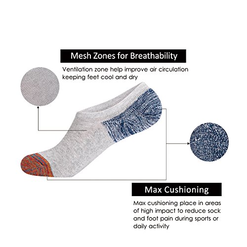 JOYNÉE Men’s 6 Pack Casual Cushion Anti-Slid Cotton No Show Socks with Silicone,Grey,Sock Size:10-13 | The Storepaperoomates Retail Market - Fast Affordable Shopping