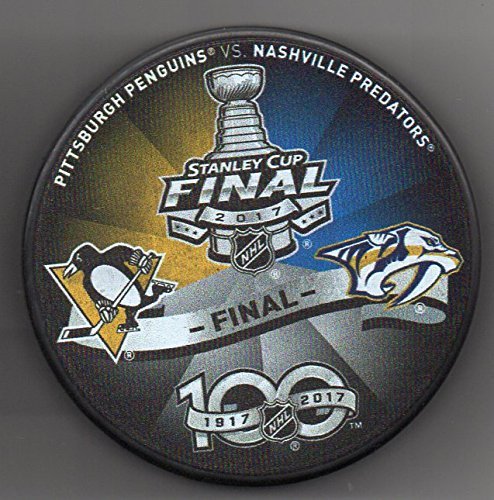 2017 Stanley Cup Final Official NHL Puck Penguins vs Predators 100 Year Anniversary + FREE Puck Cube