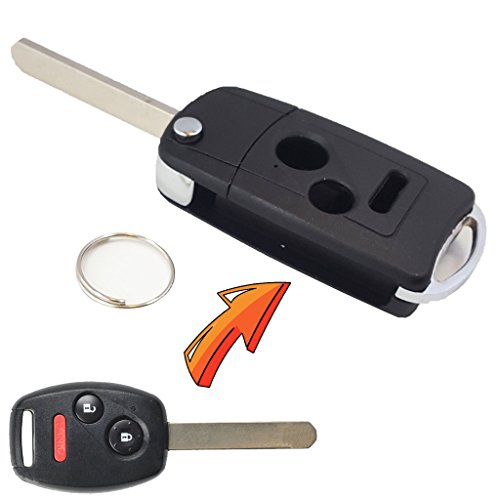 RI-KEY SECURITY Flip Key Modified Case Shell for Honda Remote Key Fit Accord CR-V Fit Insight Odyssey Ridgeline Pilot Keyless Entry 3 Buttons FOB Replacement Cover