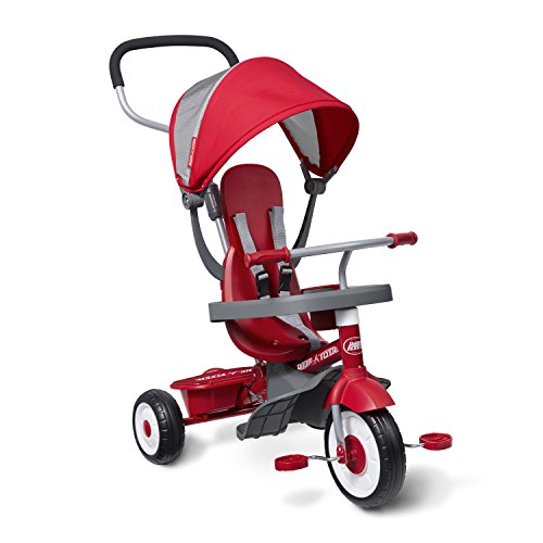 Radio Flyer 4-in-1 Stroll ‘N Trike, Red Tricycle for Toddlers Age 1-5, Toddler Bike